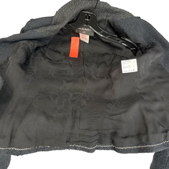 Chanel Black Tweed Textured Polka Dot Blazer Jacket sz 2/36 - Picture 14 of 14